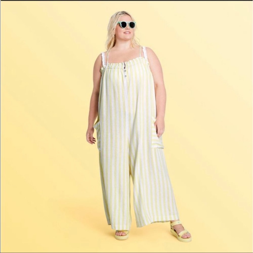 NWT Stoney Clover Lane x Target Light Yellow Striped Jumpsuit